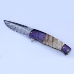 Stainless Damascus Steel & Timascus Mokuti Flipper Knife