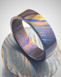 Timascus Mokuti Titanium Damascus Rings 004