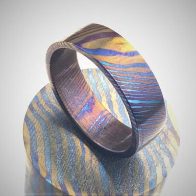 Timascus Mokuti Titanium Damascus Rings 004