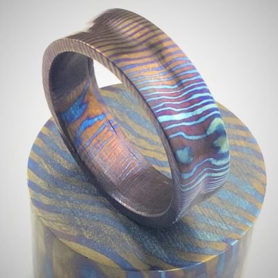 Timascus Mokuti Titanium Damascus Rings 005