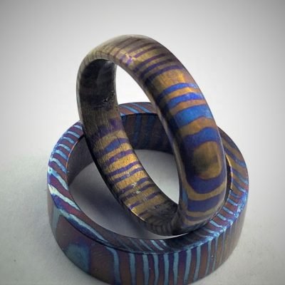 Timascus Mokuti Titanium Damascus Rings 001