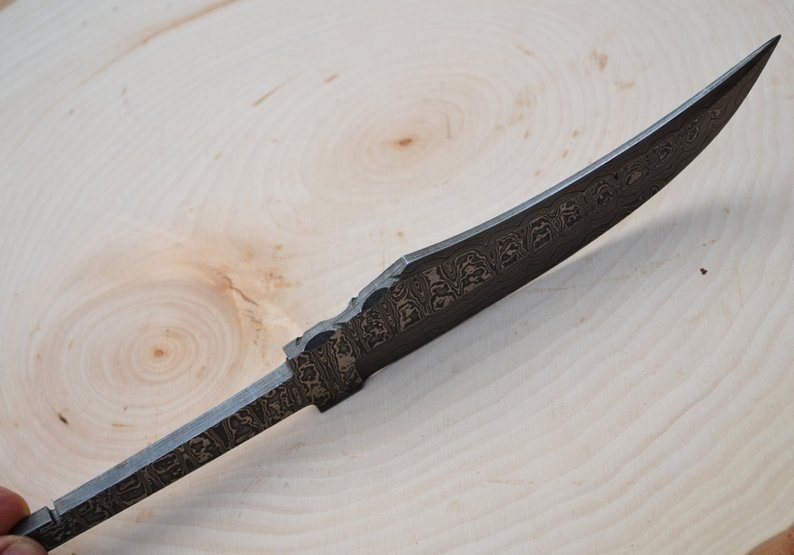 Damascus Hunting Blank Blade 007 ( Ladder, Hidden Tang ) - Image 2