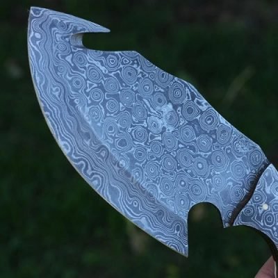 Full Tang Handmade Damascus Gut Hook Skinning Knife - Image 2