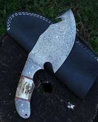 Full Tang Handmade Damascus Gut Hook Skinning Knife