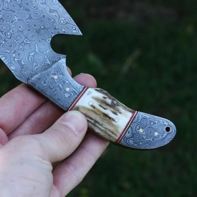Full Tang Handmade Damascus Gut Hook Skinning Knife - Image 4